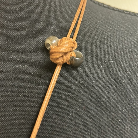 Necklace, Handmade Glaze Accents piece with adjustable strap, Black, Whi… - Picture 6 of 7